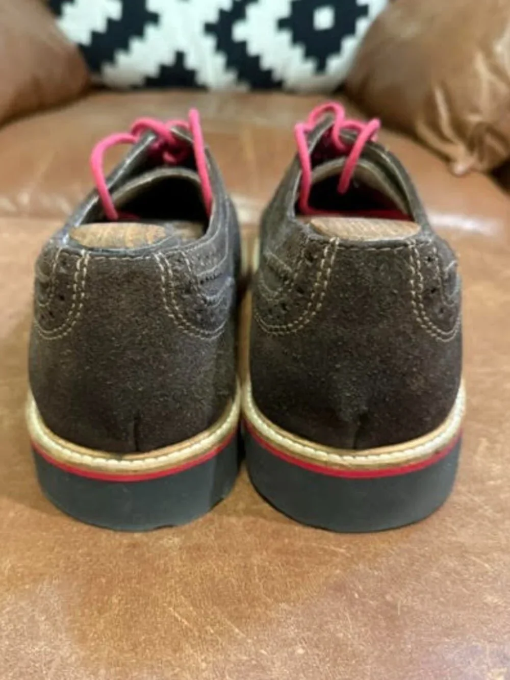 1901 by Nordstrom Men’s Dark Brown Suede Saddle Shoes – Red Laces